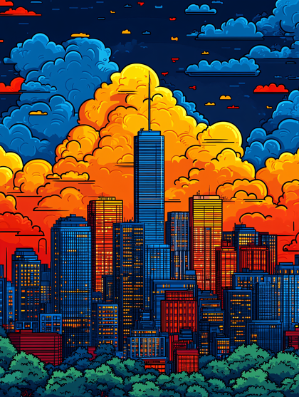 Vibrant Cityscape at Dusk