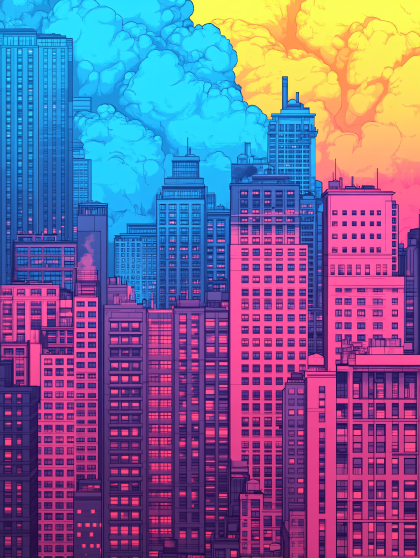 Vibrant Cityscape Illustration