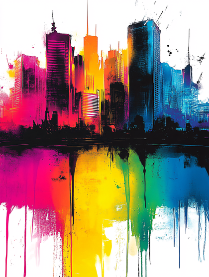 Vibrant Cityscape Reflection