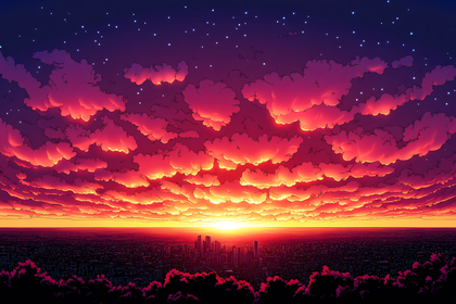 Vibrant Cityscape Sunset
