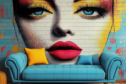 Vibrant Face Graffiti On Brick Wall