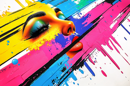 Vibrant Face in Paint Strokes
