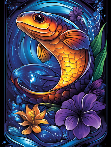 Vibrant Fish in Aquatic Bloom