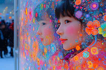 Vibrant Floral Girl Reflection