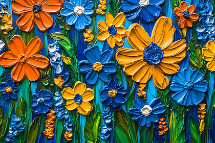 Vibrant Floral Impasto Painting