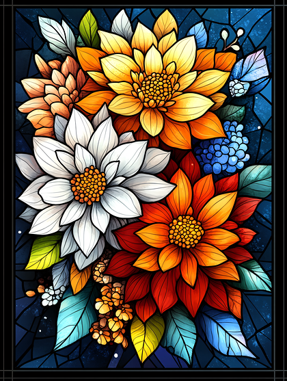 Vibrant Floral Stained Glass