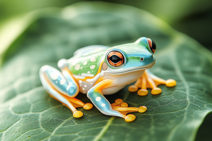 Vibrant Frog On Green Leaf