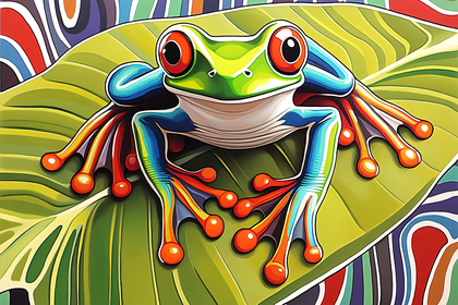 Vibrant Frog On Leaf