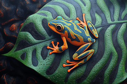Vibrant Frog On Leaf