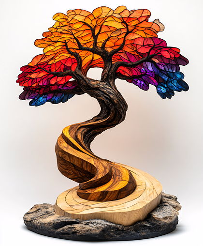 Vibrant Glass Tree Sculpture