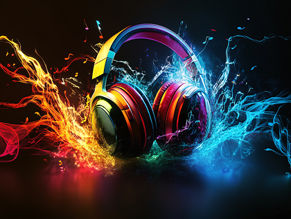 Vibrant Headphones In Motion