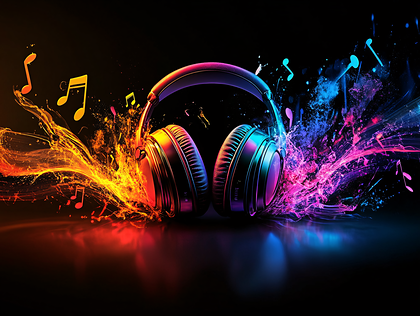 Vibrant Headphones & Music