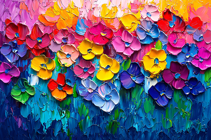 Vibrant Impasto Floral Bloom