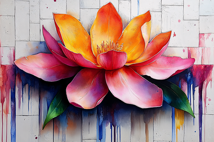 Vibrant Lotus Blossom Watercolor