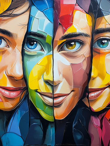 Vibrant Mosaic Faces Portrait