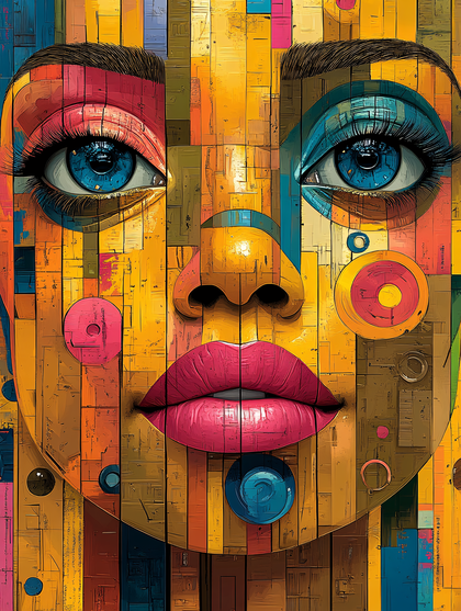 Vibrant Mosaic Portrait Of A Woman
