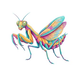 neon praying mantis