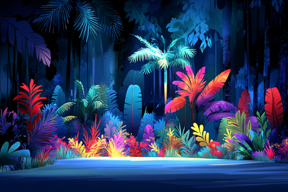 Vibrant Night Jungle Scene