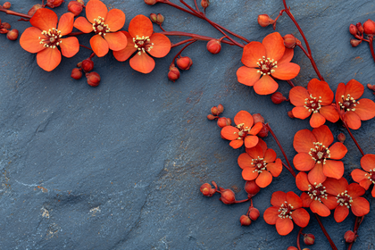 Vibrant Orange Flowers on Slate Background