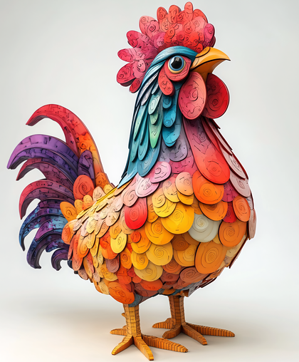 Vibrant Paper Craft Rooster