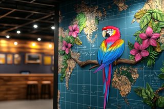 Vibrant Parrot On World Map
