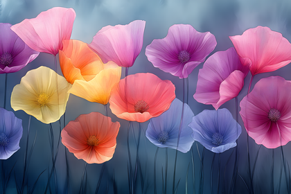 Vibrant Pastel Poppies