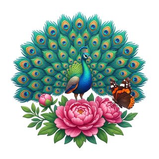 peacock peony butterfly