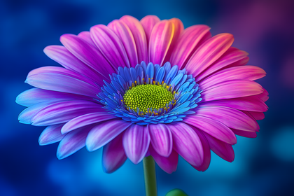 Vibrant Pink and Blue Gerbera Daisy