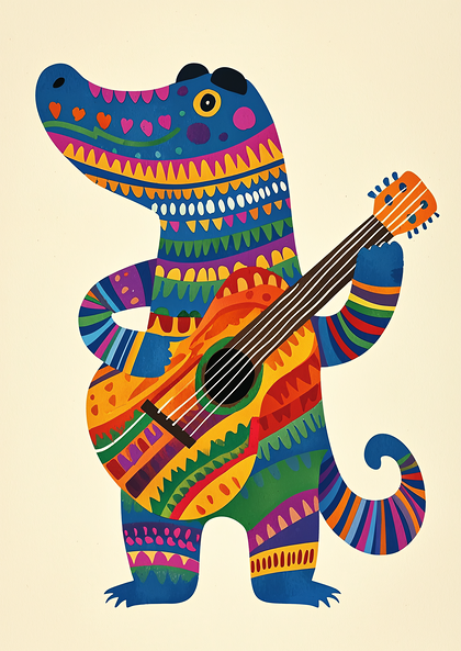 Vibrant Reptile Guitar Player