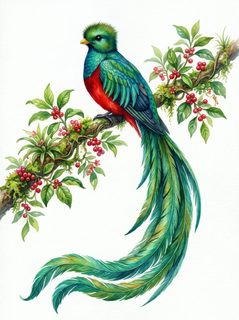 resplendent quetzal illustration