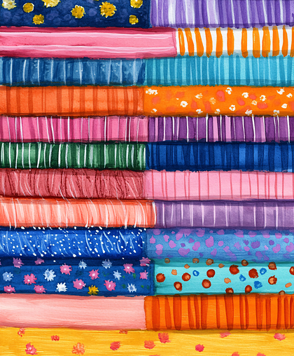 Vibrant Stacked Fabrics
