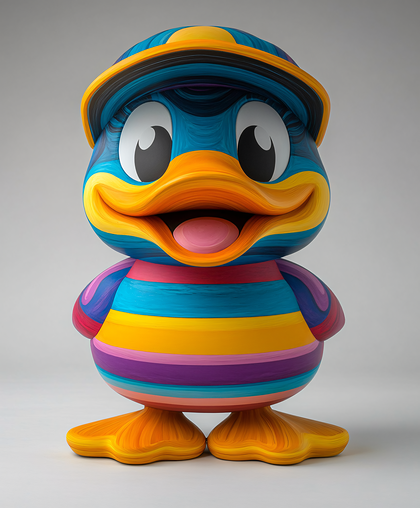 Vibrant Striped Duck Figure