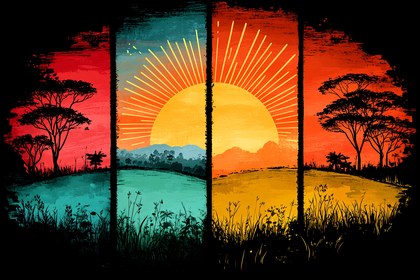 Vibrant Sun Landscape Panels