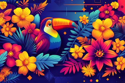 Vibrant Toucan In Tropical Garden