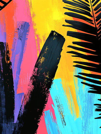 Vibrant Tropical Brushstroke Abstract