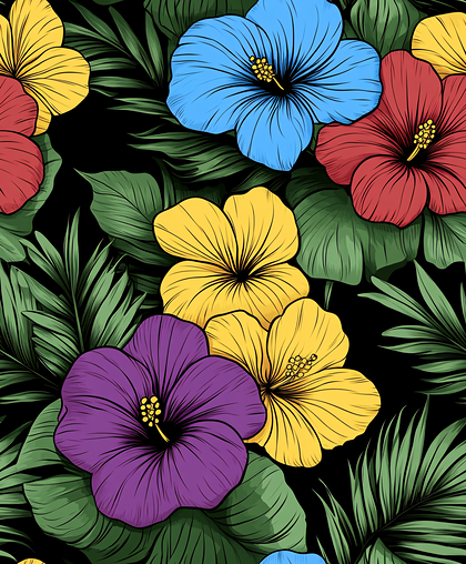 Vibrant Tropical Hibiscus Pattern