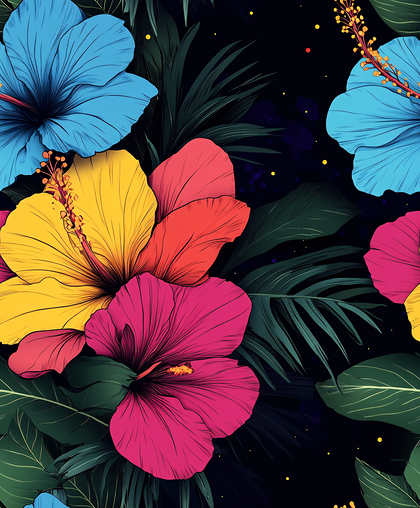 Vibrant Tropical Hibiscus Pattern