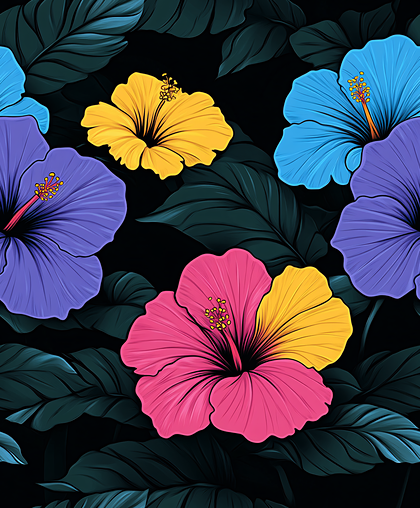 Vibrant Tropical Hibiscus Pattern