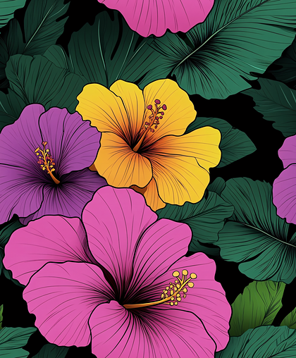Vibrant Tropical Hibiscus Pattern