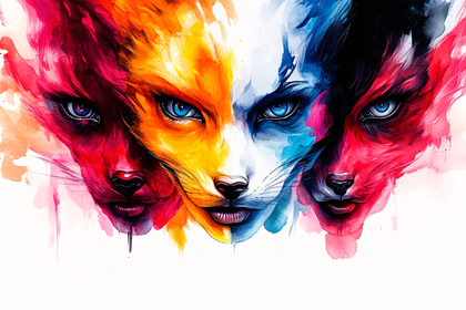 Vibrant Watercolor Cats