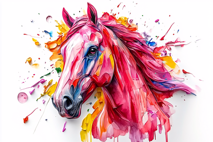 Vibrant Watercolor Horse Head Portrait