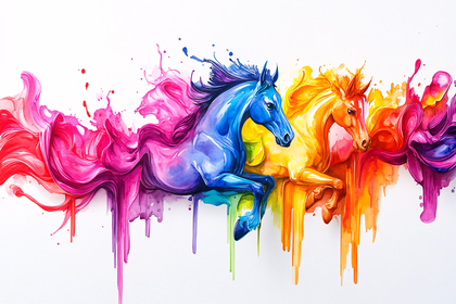 Vibrant Watercolor Horses