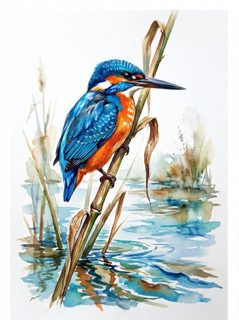 watercolor kingfisher bird