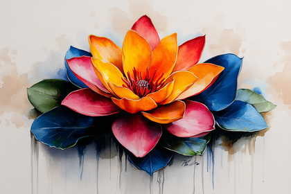 Vibrant Watercolor Lotus Flower