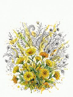 Watercolor Floral Doodles