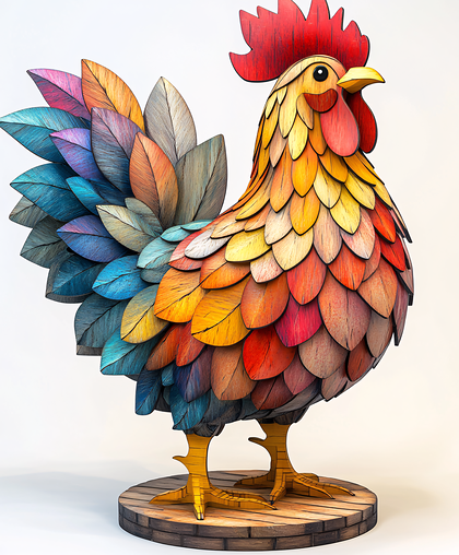 Vibrant Wooden Rooster