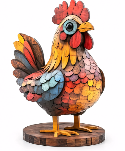 Vibrant Wooden Rooster