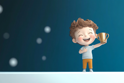 Victorious Boy with Golden Trophy