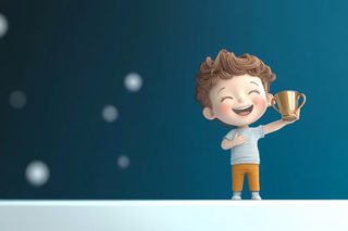 Victorious Boy with Golden Trophy