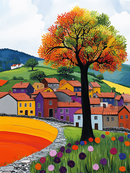 2 Autumn Tree Village | Free Vectors, Photos, Artwork Images ...